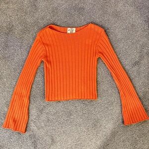 Hippie Rose Orange Ribbed Knit Top